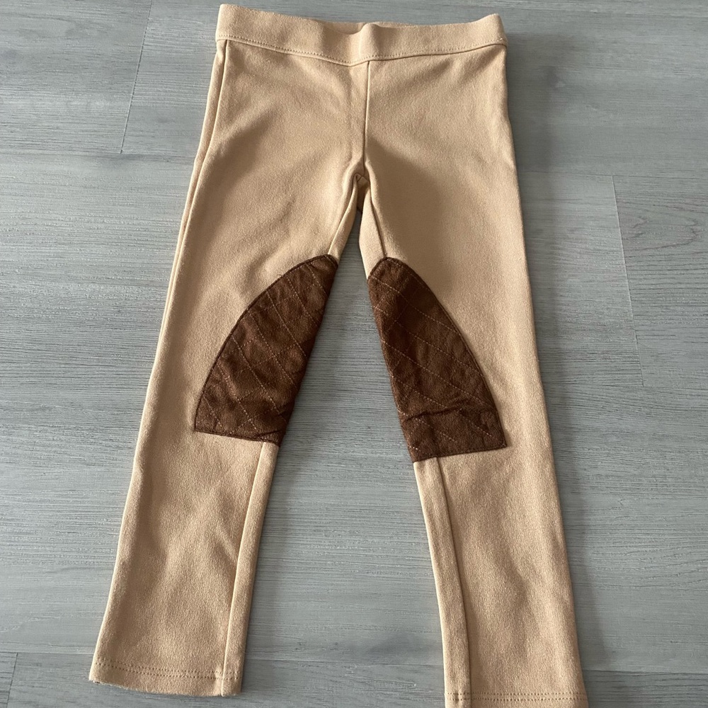 Janie and Jack Tan Leggings with Brown Knee Patches